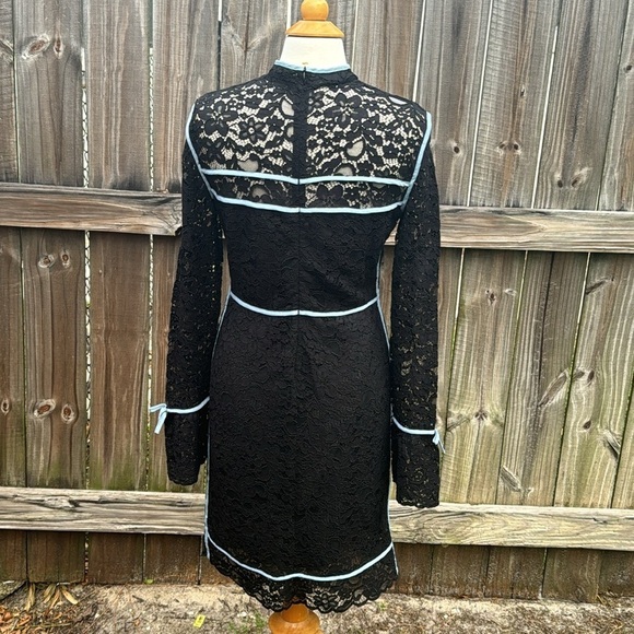 Sportmax Code Augusto Lace Bell Sleeve Dress With Blue Piping, size Large - Picture 7 of 10